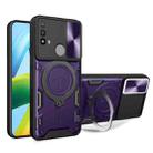 For Motorola Moto E20 / E30 / E40 CD Texture Sliding Camshield Magnetic Holder Phone Case(Purple) - 1