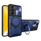 For Motorola Edge 30 Pro CD Texture Sliding Camshield Magnetic Holder Phone Case(Blue) - 1