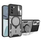 For Motorola Moto G62 CD Texture Sliding Camshield Magnetic Holder Phone Case(Silver) - 1