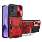 For Motorola Edge 30 Neo CD Texture Sliding Camshield Magnetic Holder Phone Case(Red) - 1
