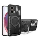 For Motorola Moto G85 CD Texture Sliding Camshield Magnetic Holder Phone Case(Black) - 1