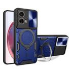 For Motorola Moto G85 CD Texture Sliding Camshield Magnetic Holder Phone Case(Blue) - 1