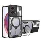 For Motorola Moto G85 CD Texture Sliding Camshield Magnetic Holder Phone Case(Silver) - 1