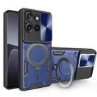 For Motorola Edge 50 Neo CD Texture Sliding Camshield Magnetic Holder Phone Case(Blue) - 1