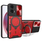 For Motorola Moto G35 CD Texture Sliding Camshield Magnetic Holder Phone Case(Red) - 1