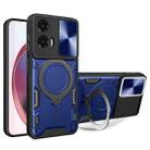 For Motorola Moto G35 CD Texture Sliding Camshield Magnetic Holder Phone Case(Blue) - 1