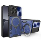 For Motorola Moto G Power 2025 CD Texture Sliding Camshield Magnetic Holder Phone Case(Blue) - 1