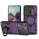 For Motorola Moto G56 5G CD Texture Sliding Camshield Magnetic Holder Phone Case(Purple) - 1