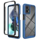 For Motorola Moto G13 / G23 Starry Sky Solid Color Shockproof TPU Clear PC Phone Case(Blue) - 1