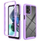 For Motorola Moto G13 / G23 Starry Sky Solid Color Shockproof TPU Clear PC Phone Case(Purple) - 1