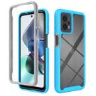 For Motorola Moto G13 / G23 Starry Sky Solid Color Shockproof TPU Clear PC Phone Case(Sky Blue) - 1