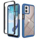 For Motorola Moto G53 Starry Sky Solid Color Shockproof TPU Clear PC Phone Case(Blue) - 1