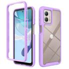 For Motorola Moto G53 Starry Sky Solid Color Shockproof TPU Clear PC Phone Case(Purple) - 1