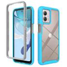 For Motorola Moto G53 Starry Sky Solid Color Shockproof TPU Clear PC Phone Case(Sky Blue) - 1