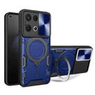 For OPPO Reno8 Pro 5G CD Texture Sliding Camshield Magnetic Holder Phone Case(Blue) - 1
