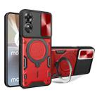 For OPPO A17 4G CD Texture Sliding Camshield Magnetic Holder Phone Case(Red) - 1