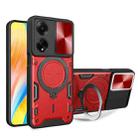 For OPPO F23 5G India / A98 5G / A1 5G CD Texture Sliding Camshield Magnetic Holder Phone Case(Red) - 1