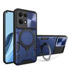 For OPPO Reno7 4G / F21 Pro 4G CD Texture Sliding Camshield Magnetic Holder Phone Case(Blue) - 1