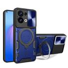 For OPPO Reno8 5G CD Texture Sliding Camshield Magnetic Holder Phone Case(Blue) - 1