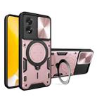 For OPPO A38 4G Global CD Texture Sliding Camshield Magnetic Holder Phone Case(Pink) - 1