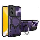 For OPPO A38 4G Global CD Texture Sliding Camshield Magnetic Holder Phone Case(Purple) - 1