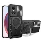 For OPPO Reno10 5G Global CD Texture Sliding Camshield Magnetic Holder Phone Case(Black) - 1