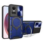 For OPPO Reno10 5G Global CD Texture Sliding Camshield Magnetic Holder Phone Case(Blue) - 1