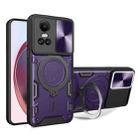 For OPPO Reno10 5G Global CD Texture Sliding Camshield Magnetic Holder Phone Case(Purple) - 1