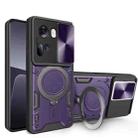 For OPPO Reno11 5G Global CD Texture Sliding Camshield Magnetic Holder Phone Case(Purple) - 1