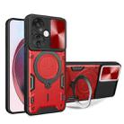 For OPPO Reno11 F 5G Global CD Texture Sliding Camshield Magnetic Holder Phone Case(Red) - 1