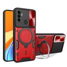 For OPPO A53 4G CD Texture Sliding Camshield Magnetic Holder Phone Case(Red) - 1