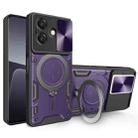 For OPPO A3x 5G India / A3x 4G CD Texture Sliding Camshield Magnetic Holder Phone Case(Purple) - 1