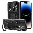 For OPPO A3 Pro 5G India CD Texture Sliding Camshield Magnetic Holder Phone Case(Black) - 1