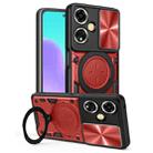 For OPPO A59 5G Global CD Texture Sliding Camshield Magnetic Holder Phone Case(Red) - 1