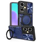 For OPPO A59 5G Global CD Texture Sliding Camshield Magnetic Holder Phone Case(Blue) - 1