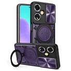 For OPPO A59 5G Global CD Texture Sliding Camshield Magnetic Holder Phone Case(Purple) - 1