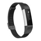 For Fitbit Alta / Alta HR / ACE Watch Button Mesh Metal Replacement Strap Watchband, Size:L(Black) - 1