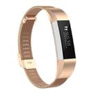 For Fitbit Alta / Alta HR / ACE Watch Button Mesh Metal Replacement Strap Watchband, Size:L(Rose Gold) - 1