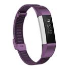 For Fitbit Alta / Alta HR / ACE Watch Button Mesh Metal Replacement Strap Watchband, Size:L(Dark Purple) - 1