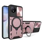 For vivo Y02 Global CD Texture Sliding Camshield Magnetic Holder Phone Case(Pink) - 1