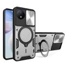 For vivo Y02 Global CD Texture Sliding Camshield Magnetic Holder Phone Case(Silver) - 1