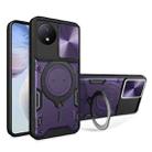 For vivo Y02 Global CD Texture Sliding Camshield Magnetic Holder Phone Case(Purple) - 1