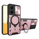 For vivo Y16 CD Texture Sliding Camshield Magnetic Holder Phone Case(Pink) - 1