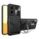 For vivo Y16 CD Texture Sliding Camshield Magnetic Holder Phone Case(Black) - 1