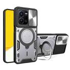 For vivo Y35 4G CD Texture Sliding Camshield Magnetic Holder Phone Case(Silver) - 1