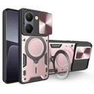 For vivo Y36 4G / 5G CD Texture Sliding Camshield Magnetic Holder Phone Case(Pink) - 1