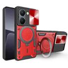 For vivo Y36 4G / 5G CD Texture Sliding Camshield Magnetic Holder Phone Case(Red) - 1