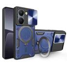 For vivo Y36 4G / 5G CD Texture Sliding Camshield Magnetic Holder Phone Case(Blue) - 1