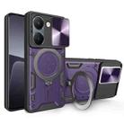 For vivo Y36 4G / 5G CD Texture Sliding Camshield Magnetic Holder Phone Case(Purple) - 1