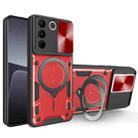 For vivo S16 / S16 Pro / V27 5G CD Texture Sliding Camshield Magnetic Holder Phone Case(Red) - 1
